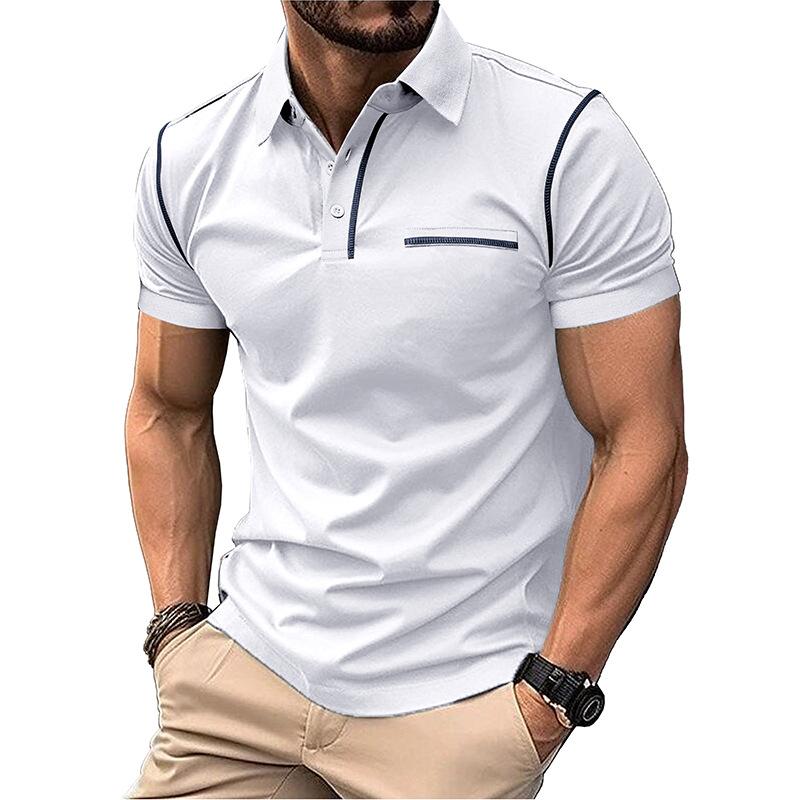 Men's Casual Contrast Lapel Short-Sleeved Polo Shirt 52904287M