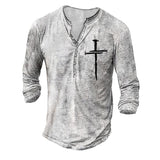 Men's Cross Print Loose Long Sleeve T-Shirt 06626241U