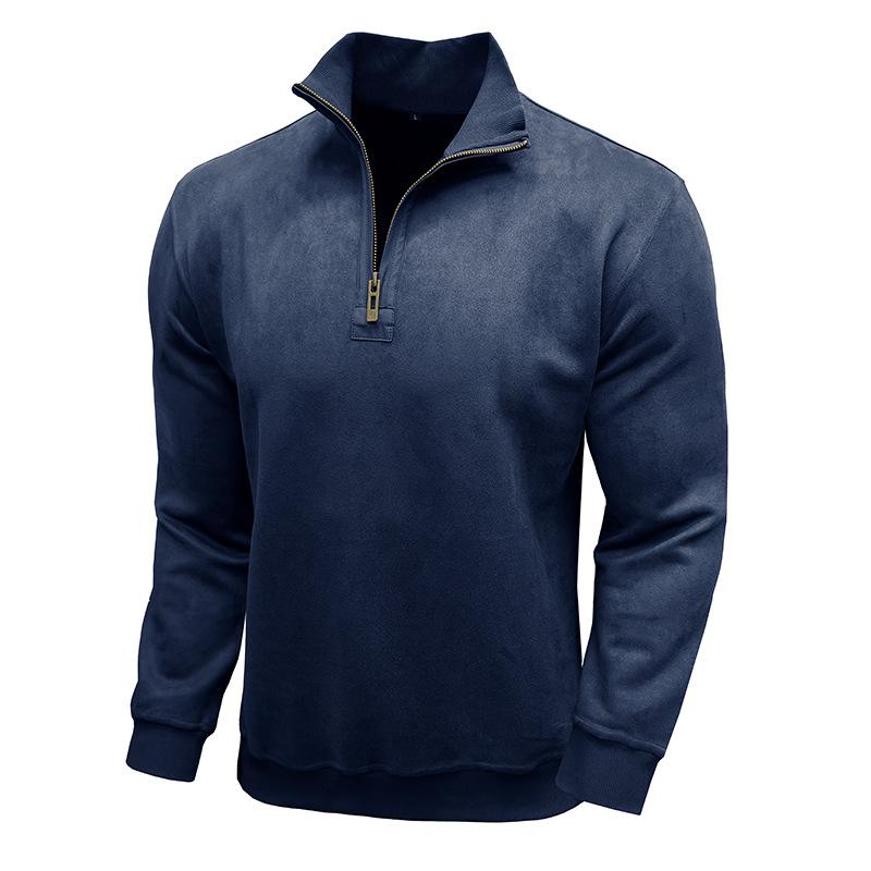 Men's solid color zipper stand collar sweatshirt 05907732U