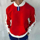 Men's Retro Casual Sports Contrast Color Zipper Sweatshirt 98962919TO