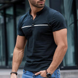 Men's Casual Striped Stand Collar T-shirt 85060970TO
