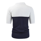 Men's Casual Hollow Lapel Slim Fit Short Sleeve Shirt 79849250M