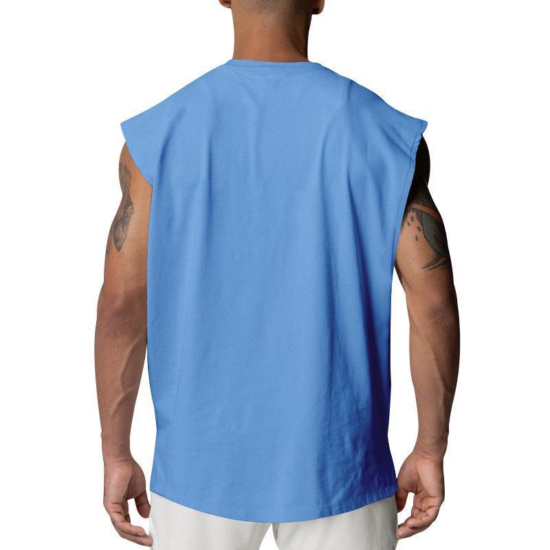 Camiseta deportiva sin mangas holgada lisa para hombre 03482386Z