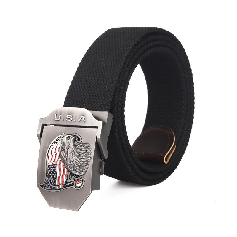 Ceinture à boucle automatique en toile avec drapeau américain pour homme 57484159K