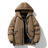 Men's Casual Thickened Warm Hooded Zippered Multi-pocket Down Coat 09925056M