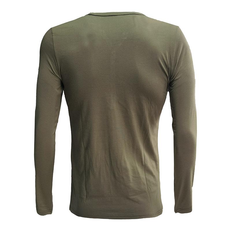 Men's Casual Solid Color Round Neck Slim Long Sleeve Henley T-Shirt 07154707M