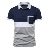 Men's Patchwork Lapel Short-sleeved Polo Shirt 00302303TO