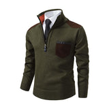 Men's Classic Casual Colorblock Thickened Zipper Stand Collar Pullover Sweater 80824003K