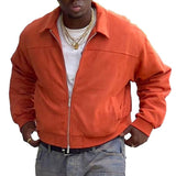 Men's Vintage Solid Color Lapel Jacket 48547818Y