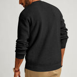 Men's Loose Crew Neck Waffle Henley Sweatshirt 92516898X