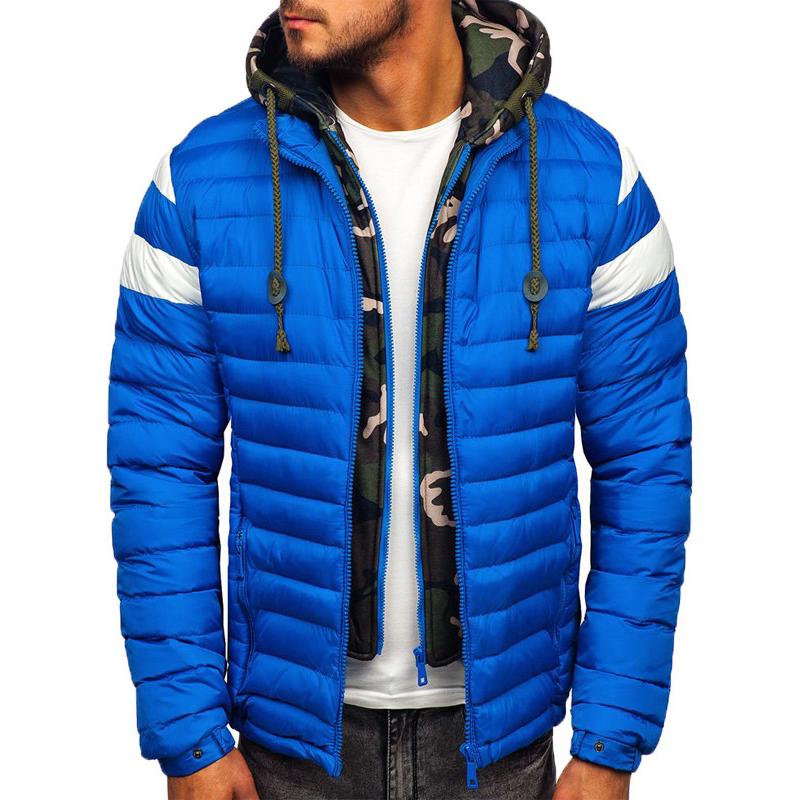 Men's Casual Hooded Slim Fake Two-Piece Thermal Padded Coat 43755109M