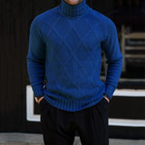 Men's Casual Solid Color Turtleneck Slim Knit Pullover Sweater 10753050M