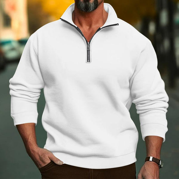 Men's Casual Solid Color Stand Collar Zipper Loose Sweatshirt 13385992Y