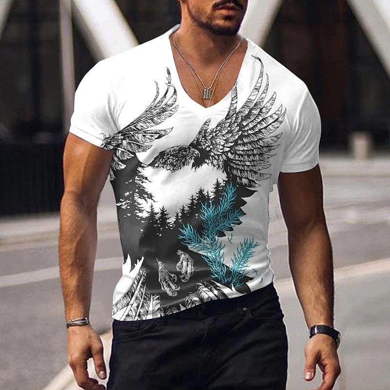 Men's Animal Print Loose Breathable Short Sleeve T-Shirt 95238175X