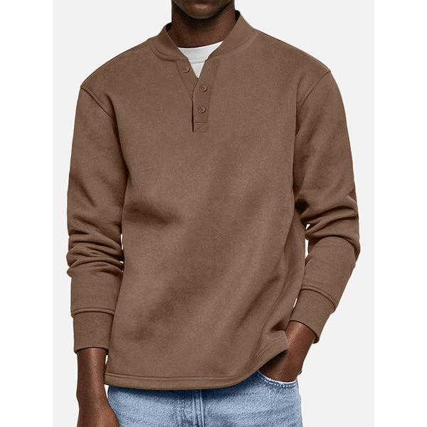 Men's Solid Henley Long Sleeve Sweatshirt 16949152Y