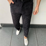 Men's Vintage Solid Color Corduroy Straight Leg Pants 36828489Y