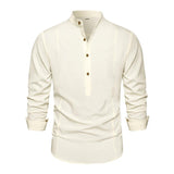 Men's Casual Solid Color Stand Collar Long Sleeve Shirt 66224880Y