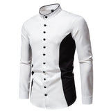 Men's Casual Henley Collar Color Block Long Sleeve Shirt 48534072Y