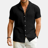 Men's Solid Color Lapel Short Sleeve Shirt 31096500Y