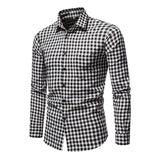 Men's Casual Plaid Simple Long-sleeved Shirt 62137830X
