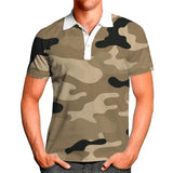 Men's Casual Camouflage Printed Lapel Short Sleeve Polo Shirt 29091422M