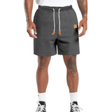 Men's Casual Solid Color Drawstring Straight Sports Shorts 55402874M