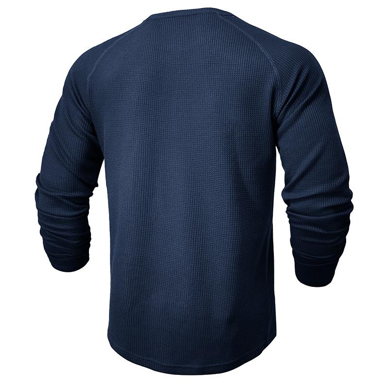 Men's Casual Round Neck Waffle Long Sleeve T-Shirt 43399933Y