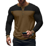 Men's Slim Fit Long Sleeve Paneled Bottoming Henley T-Shirt 88312026X