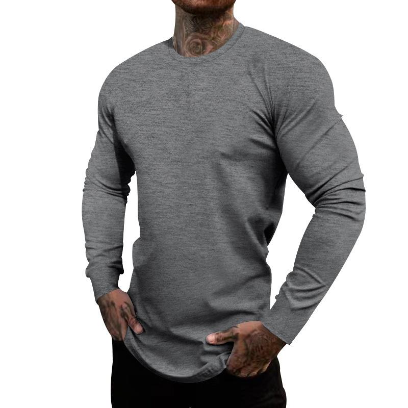 Men's Casual Cotton Blended Round Neck Slim Fit Long Sleeve T-Shirt 69570431M