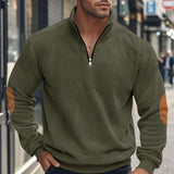 Men's Corduroy Colorblock Stand Collar Half Zip Long Sleeve Sweatshirt 36164117Y