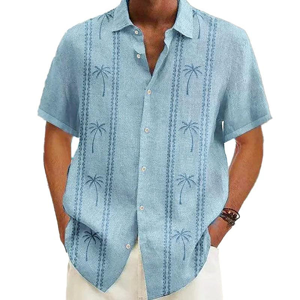 Men's Vintage Hawaiian Print Short Sleeve Shirt 71050642Y