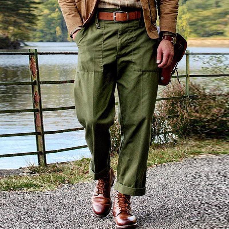 Men's Vintage Solid Color Straight Leg Pants 09329209Y