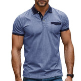 Men's Short Sleeve Stretch Denim Polo Shirt 66155478X