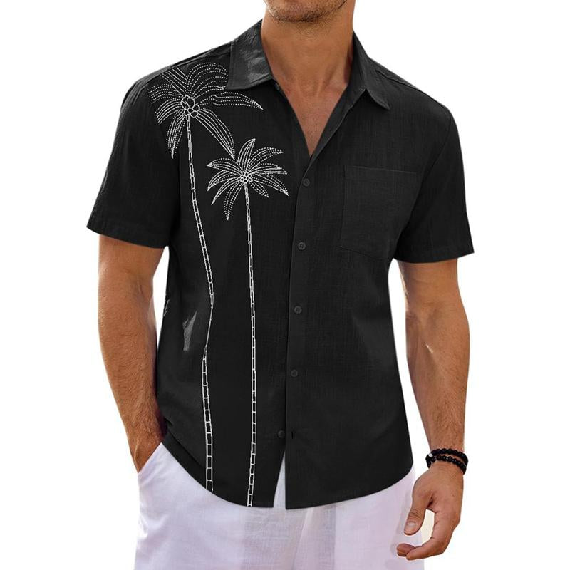 Men's Hawaiian Print Lapel Beach Short Sleeve Shirt 80167288X