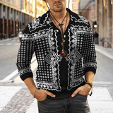 Men's Paisley Print Lapel Polo Shirt 85791282X