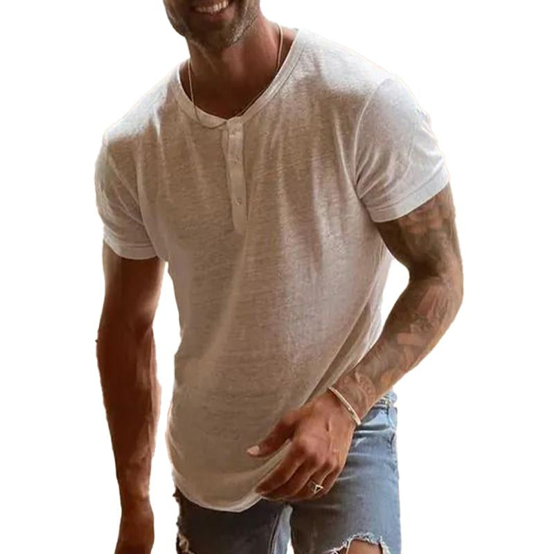 Men's Round Neck Resort Style Loose Short-sleeved T-shirt 64381690X