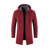 Men's Classic Mid-Length Plush Hooded Knitted Cardigan 29454294K