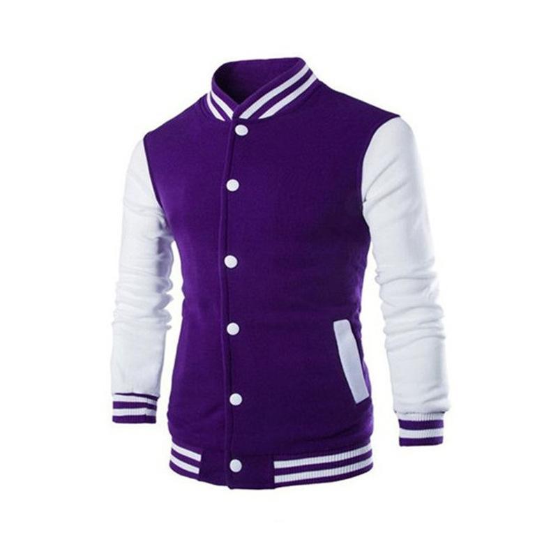 Men's Color Block Stand Collar Single Breasted Baseball Jacket 39120105Z