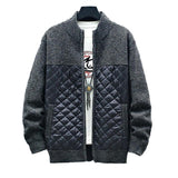 Men's Vintage Knitted Patchwork Quilted Cotton Stand Collar Cardigan 13070191Y