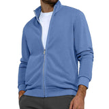 Men's Casual Solid Color Stand Collar Zipper Sweatshirt Jacket 48423999Y