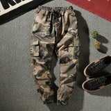 Men's Casual Outdoor Camouflage Loose Multi-Pocket Elastic Waist Overalls 25966053M