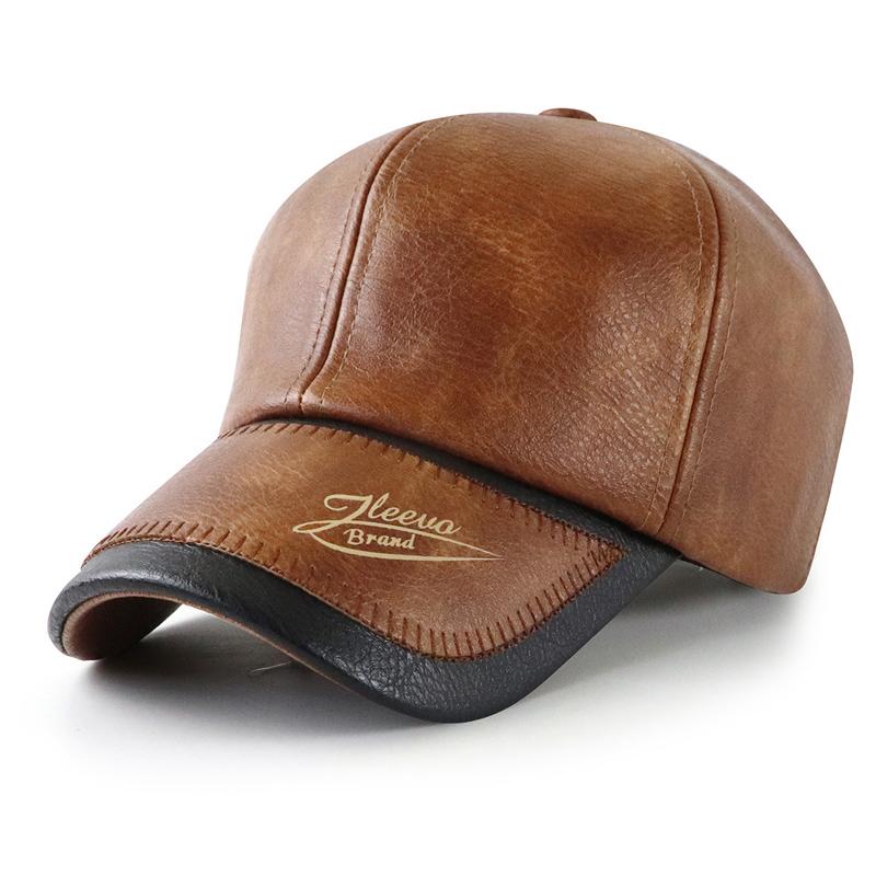 Gorra de béisbol de cuero cálido y afelpado vintage para hombre 11017010U