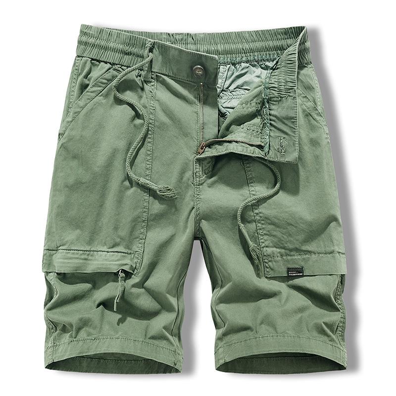 Men's Casual Washed Cotton Loose Multi-Pocket Cargo Shorts 25995621M