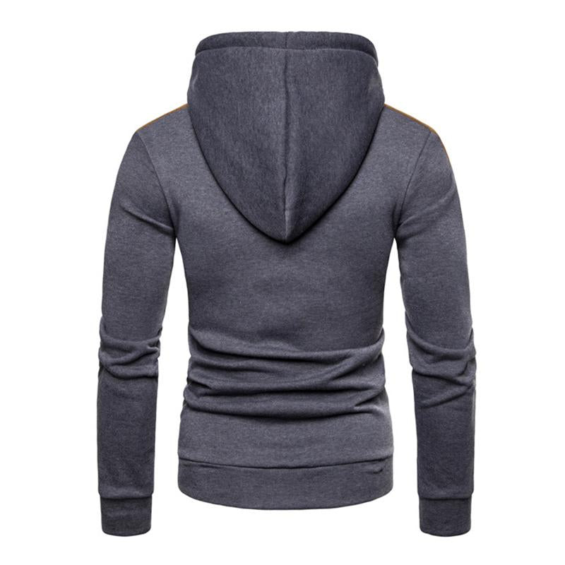Men's Casual Color Block Kangaroo Pocket Pullover Hoodie 85638632M