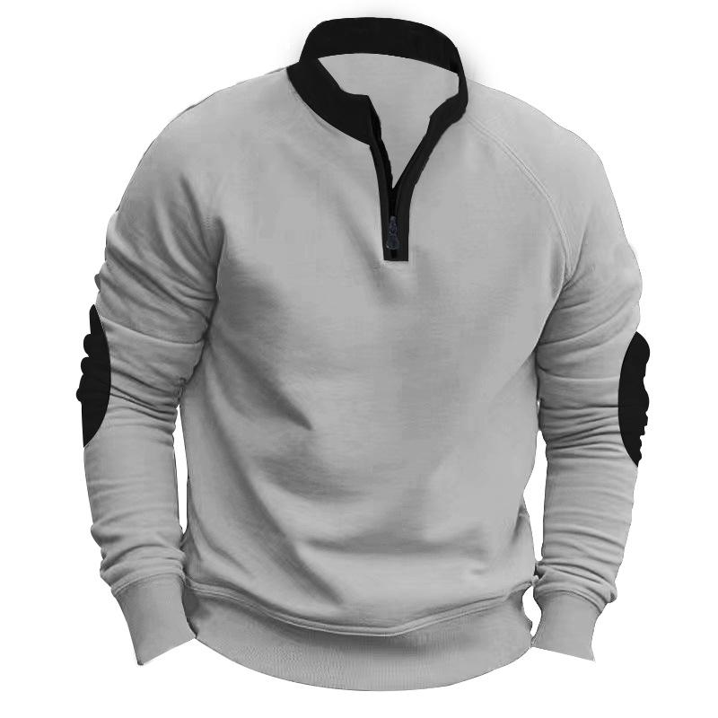 Men's Colorblock Zipper Stand Collar Long Sleeve Sweatshirt 65746116Z