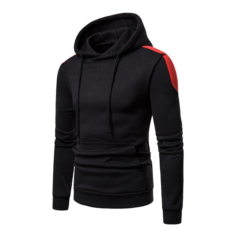 Men's Casual Color Block Kangaroo Pocket Pullover Hoodie 85638632M