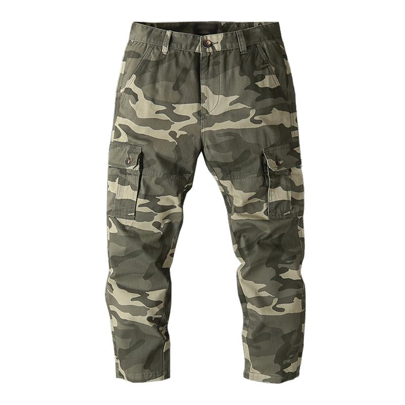 Men's Casual Outdoor Camouflage Cotton Straight Leg Cargo Pants 86405797M
