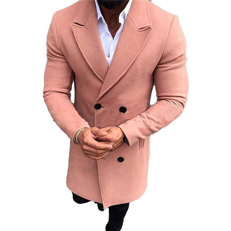 Men's Solid Color Double Breasted Trench Coat 18880985X