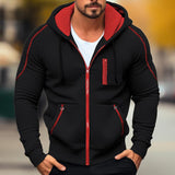 Men's Casual Contrast Color Hooded Sweatshirt Jacket 52648127Y