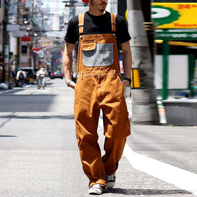 Men's Vintage Multi Pocket Denim Cargo Overalls 25167793Y